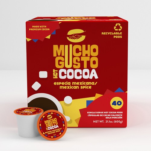 Mucho Gusto Mexican Spiced Hot Cocoa Flavored Pods,Compatible Keurig 2.0,40 Ct - Picture 2 of 10
