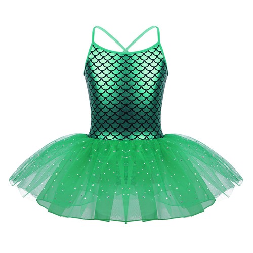 Girls Glitter Fish Scales Ballet Dance Tutu Dress Kid Gymnastics Leotard Costume - Picture 2 of 88