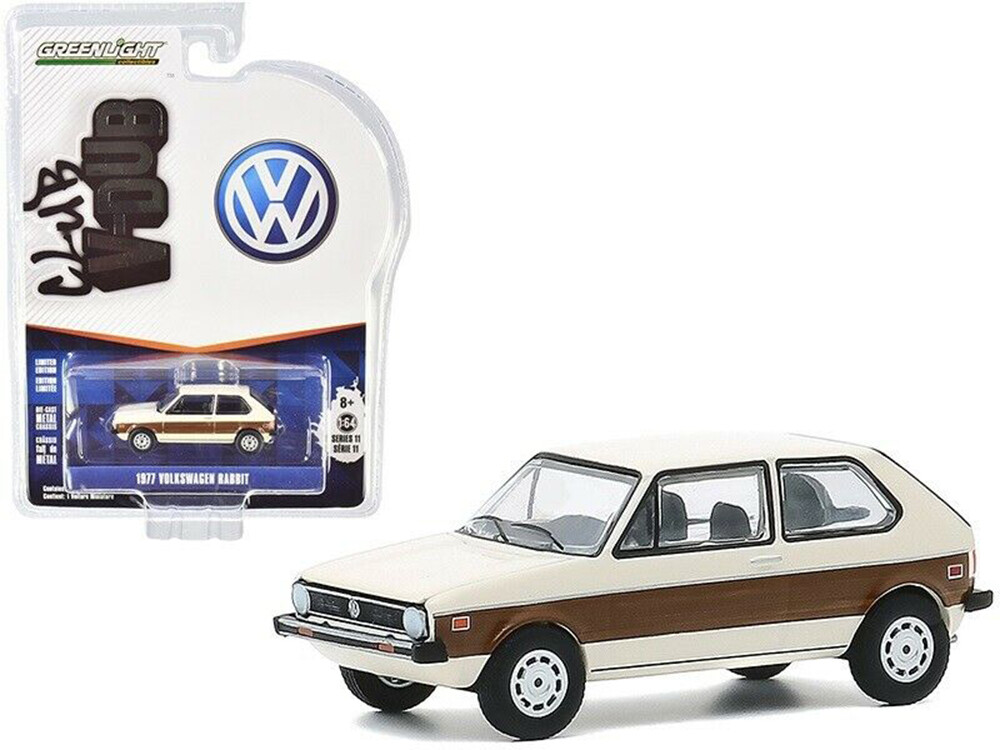 GREENLIGHT 1977 1:64 VOLKSWAGEN RABBIT CREAM W/WOODY GRAPHICS DIECAST 30000E-5C1