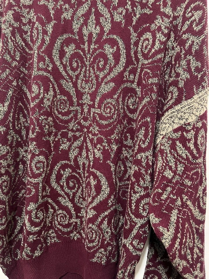 Suéter Tejido Cuello Simulado Geométrico Borgoña Colección Genera Vintage Talla XL NUEVO CON ETIQUETAS Foto 2 de 4