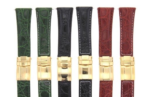 CROC LEATHER WATCH STRAP FOR ROLEX DAYTONA REGULAR BLACK TAN GREEN YELLOW GOLD - Picture 2 of 20