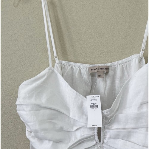 Camiseta sin mangas Babydoll acanalada Maia blanca talla grande Banana Republic nueva con etiquetas - Imagen 5 de 8