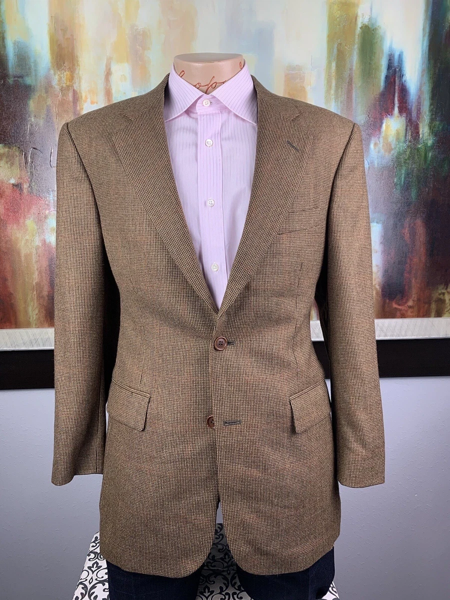 40S Mens Brooks Brothers 346 Brown Tweed Blazer - Jacket Coat Slim Fit