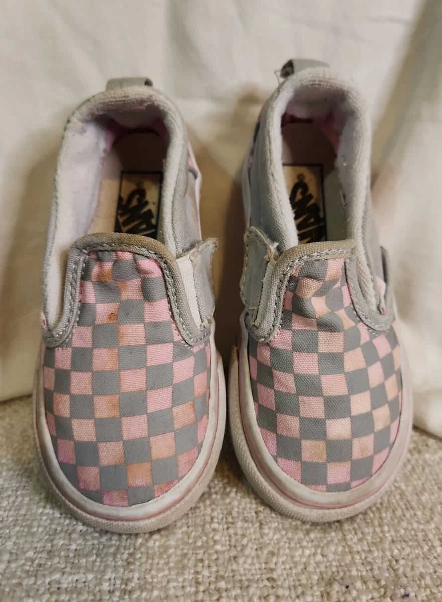 Pink and grey checkered clearance vans
