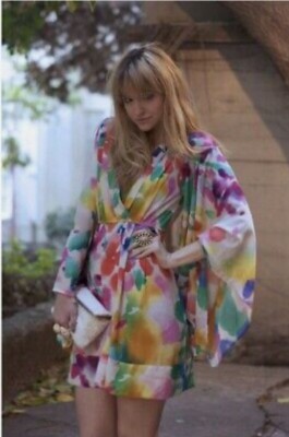 H&M GARDEN COLLECTION BOHO KIMONO TUNIC RAINBOW MINI DRESS KAFTAN UK 10  Euro 34 UK