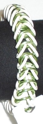 7.5'' Chainmaille Stretch Bracelet, White EPDM w/16 Metal colours fits 7-8''