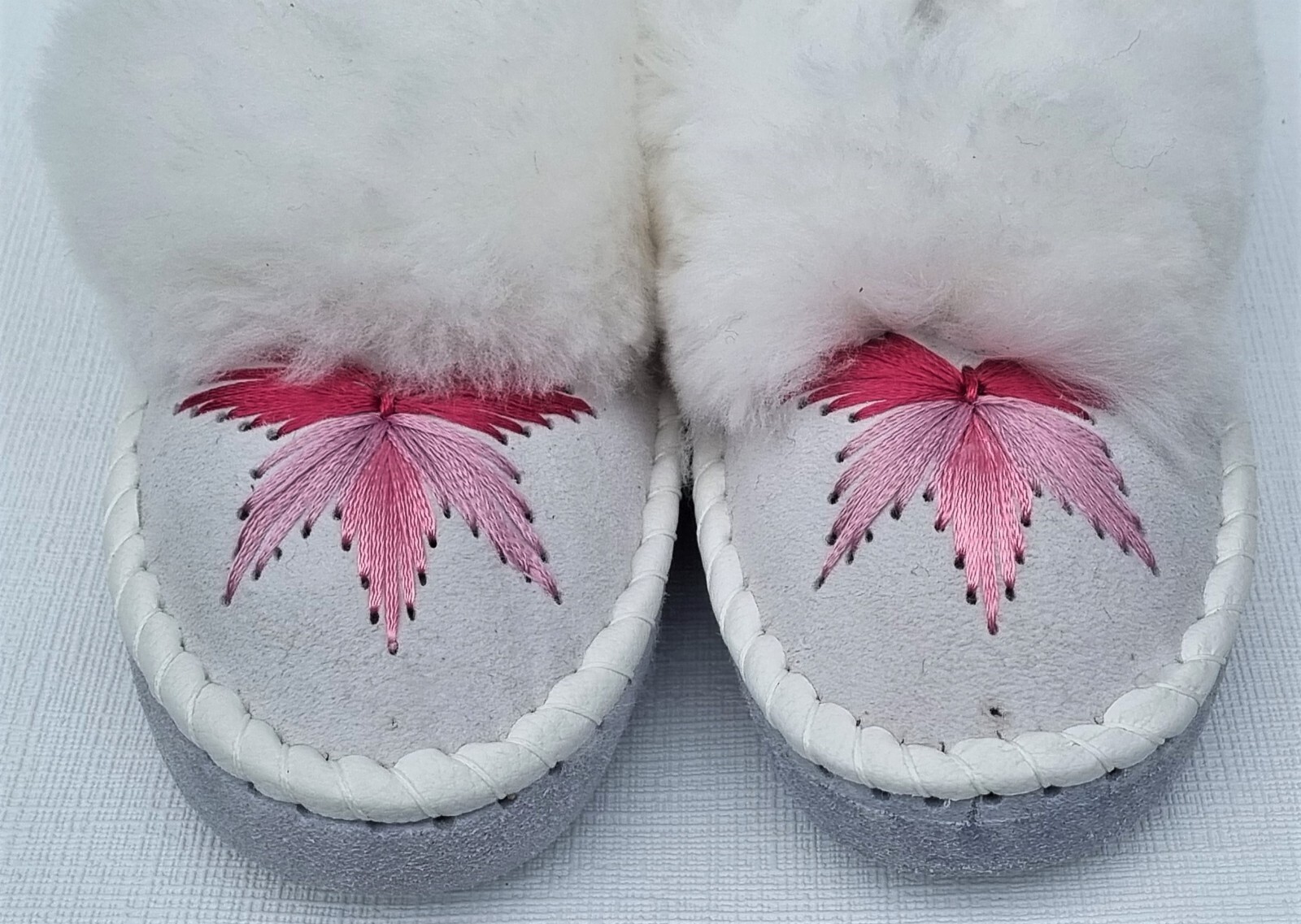 APL PELLICCIA DI AGNELLO PANTOFOLE calde mocassino taglia 38 NUOVE pelle di pecora pelle fatte a mano bianco 2