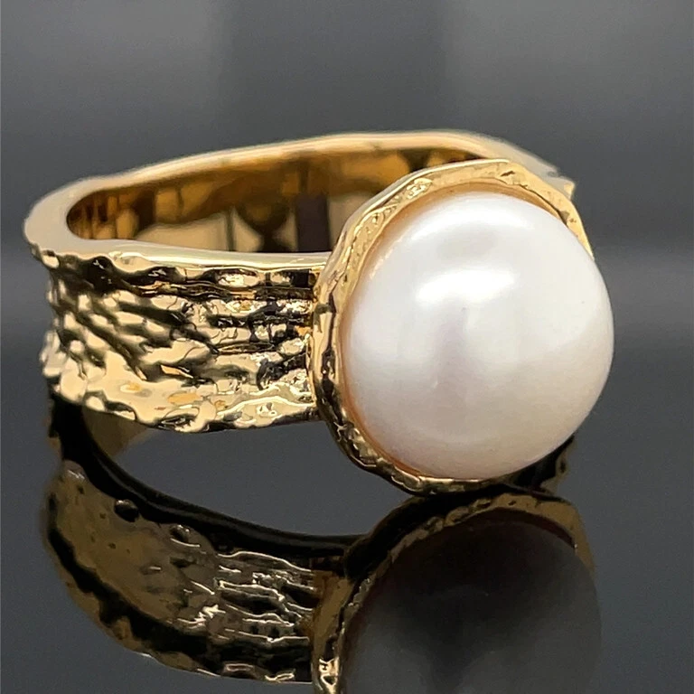 RING GR.17 (CA.53) 925/-SILBER VERGOLDET MIT MABE PERLE  SCHMUCKJAGD - Bild 3 von 3