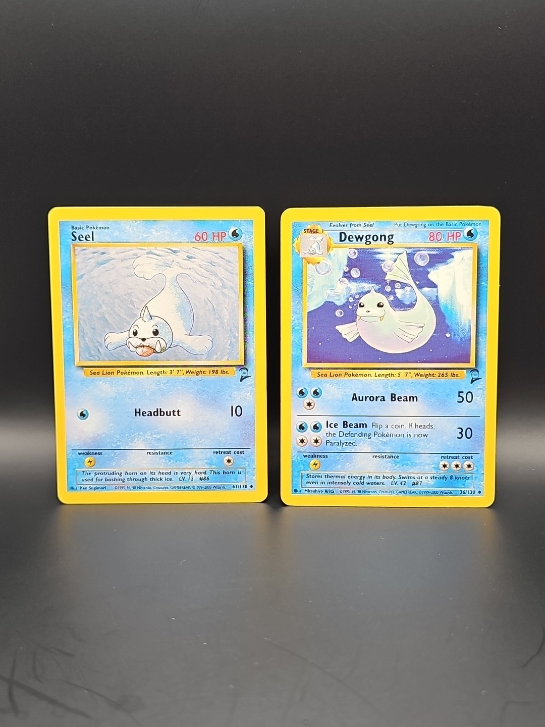 Dewgong 36/130 AND Seel 61/130 - Base Set 2 Pokemon Card WOTC Vintage-LP