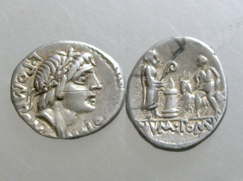 POMPONIA 6 SILVER DENARIUS___Roman Republic___SACRIFICE OF A GOAT