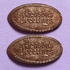 SEASON'S GREETINGS Snowflakes Snow Holiday Elongated 1976 Copper Penny Set of 2 — photo 1