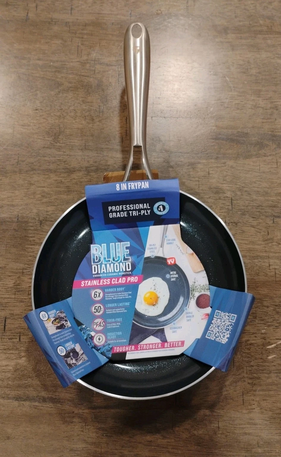 Blue Diamond HD Stainless Steel Clad Pro 8" Frying Pan Professional Grade TriPly