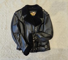 *RARE*Vintage Harley Davidson Black Leather  Sherpa Liner Biker Jacket Women M