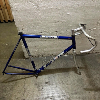 Red Bull Pro Rennrad Fahrradrahmen Set mit Vitus Gabel, Blau/Weiß/Silber