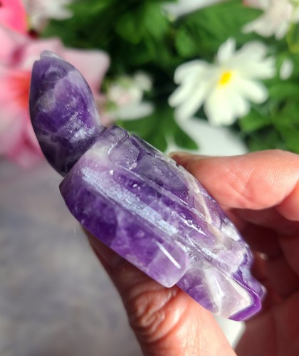Large 3.5" 106g Chevron Dream Amethyst Sea Turtle Crystal Stone Carving Statue - Picture 14 of 16