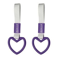 2 Pcs Heart Shaped Car Handle Straps, Purple White Strap