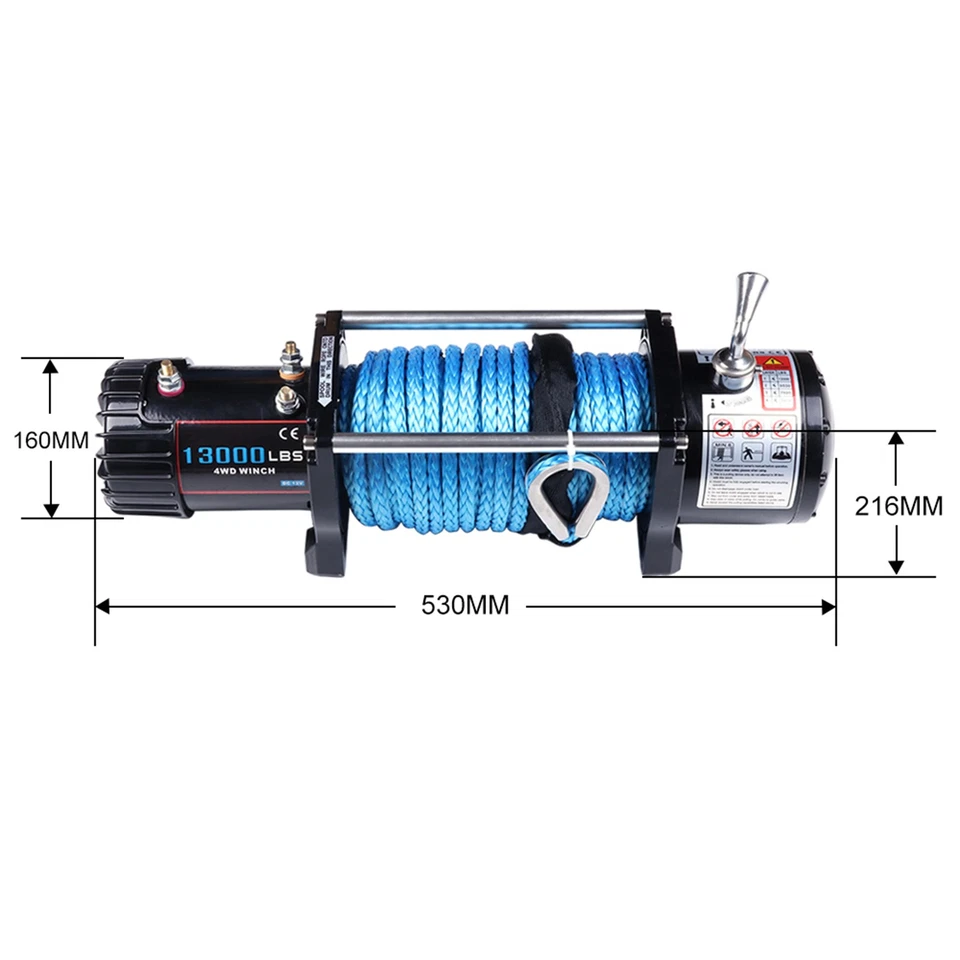 Fits Jeep Trailer 4WD 9.5mm*26m Electric Winch Synthetic Rope Truck 13000LB 12V Foto 2 de 4