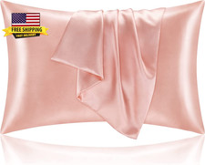 Satin Pillowcases, Standard Size 20X26 Inch, Coral, Set of 2