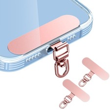 2-Pack 360  Rotatable Phone Tether Tabs with Protective Film Rose Gold