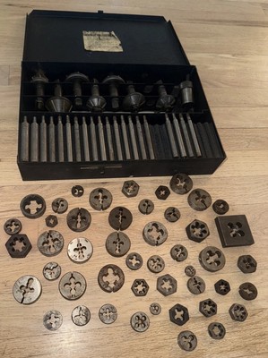 Lot Of Boring & Ridgid Adjustable Round Die Set, Split Threading Bits 75+ Pieces