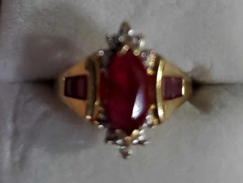 Beautiful 10k and Lab Created Ruby Ring size 7 - image 1