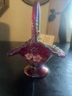 Fenton Glass Basket Handpainted With Handle