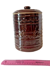 Marcrest Stoneware 1950's Brown Cookie Jar Daisy and Dot MCM Boho Cottage Core