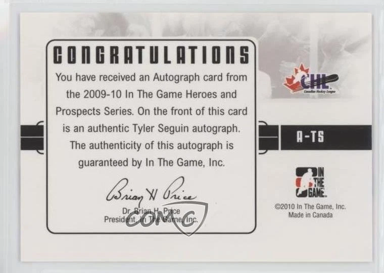 2009-10 ITG Heroes and Prospects Auto Tyler Seguin #A-TS Auto - Image 2 of 2