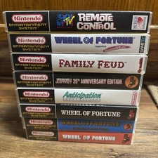NES Custom Game Case Lot Of  8 Wheel Of Fortune Jeopardy Family Feud + More