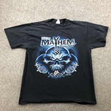 Rockstar Mayhem Festival Shirt Mens Large Black 2008 Tour Skull Roses Y2K VTG