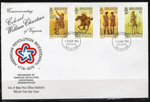 1¢ WONDER'S ~ ISLE OF MAN FDC COLONEL WILLIAM CHRISTIAN 1976 C/S - F194