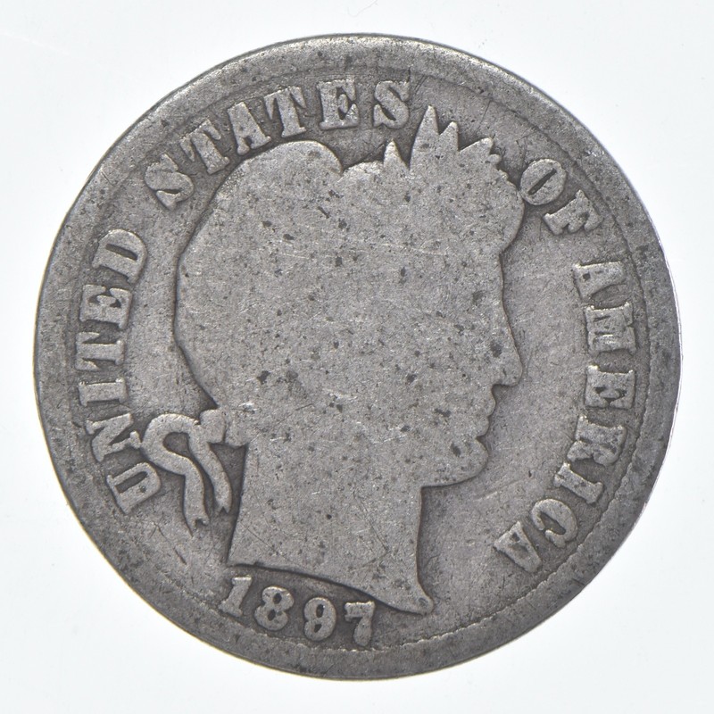 1897-P Barber Dime 90% Silver Average Circ *8694