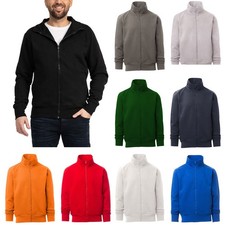 Herren Sweatjacke mit Feinripp Stehkragen Sweater Unifarben Pullover XS - 5XL