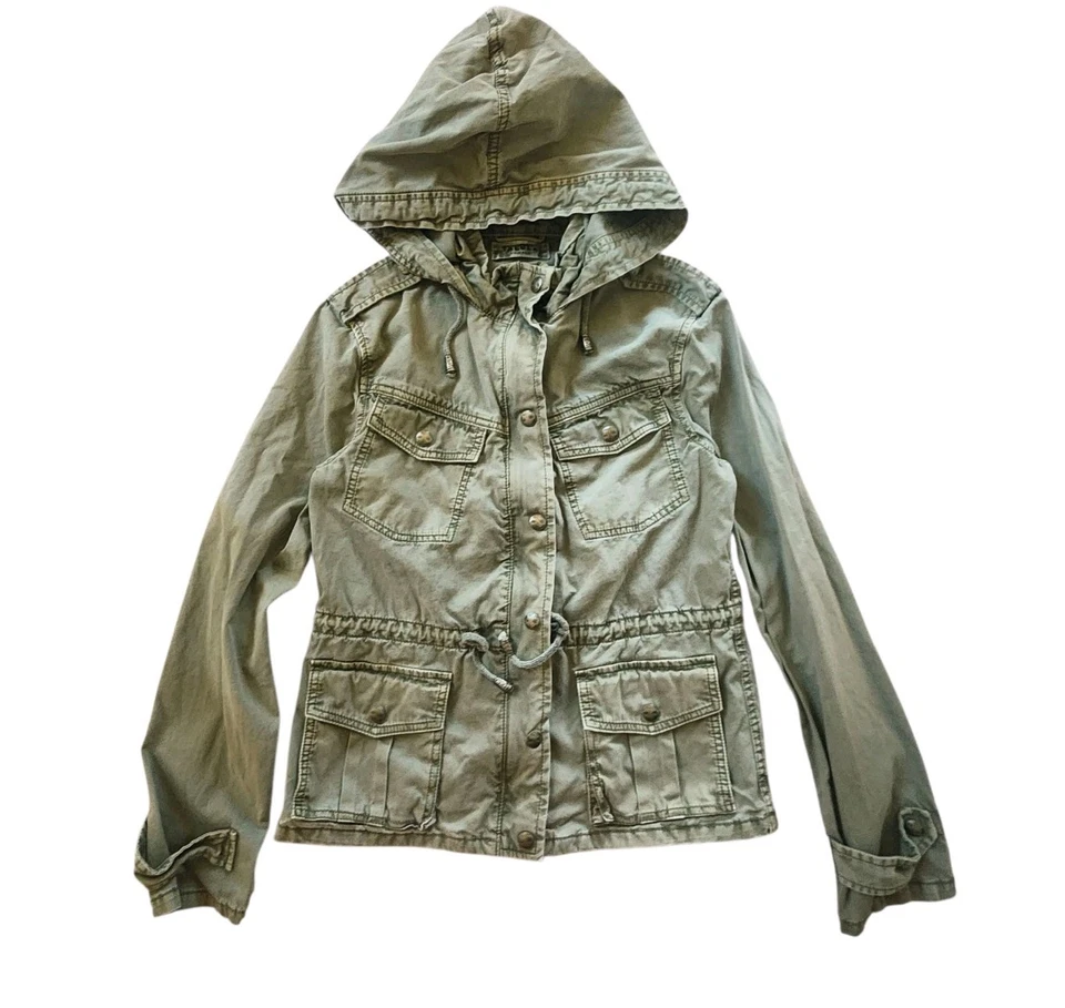 Chaqueta de Campo Militar Utilitaria Talula XS Verde Oliva Capucha Carga Y2K Retro Grunge Foto 3 de 4