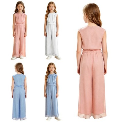 Girls Jumpsuit Contemporary Romper Party Overall Double-layer Ballroom Photos