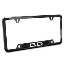 Ford Mustang 5.0 Carbon Fiber Insert Black Stainless Steel License Plate Frame Ford Mustang 5.0 Carbon Fiber Insert Black Stainless Steel License Plate Frame