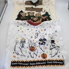 Halloween Bear Lodge Handmade Towel Pullover Baby Bibs 18x15 Unused Lot Of 2