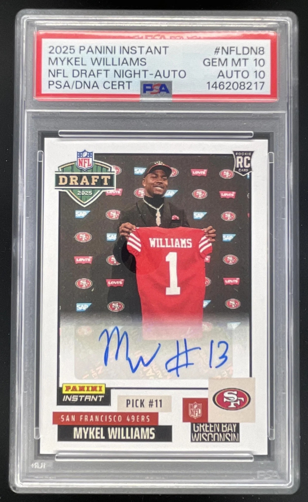Mykel Williams Panini Instant NFL Draft Night #NFLDN8 Autograph