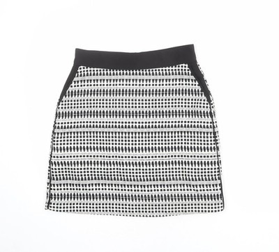 Warehouse Damen weiß Geometrisches Muster Baumwolle A-Linie Rock Größe 10 Reißverschluss