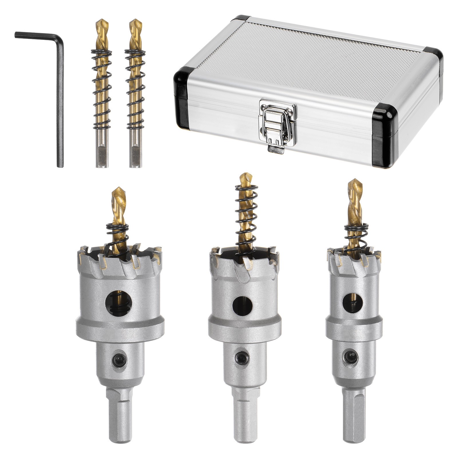 5Pack 7/8"- 1-3/8" Tungsten Carbide Tipped Hole Saw Kit Set 