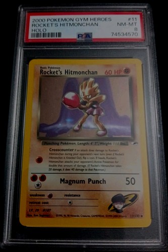 Rocket's Hitmonchan Pokemon Gym Heroes 11/132 PSA 8