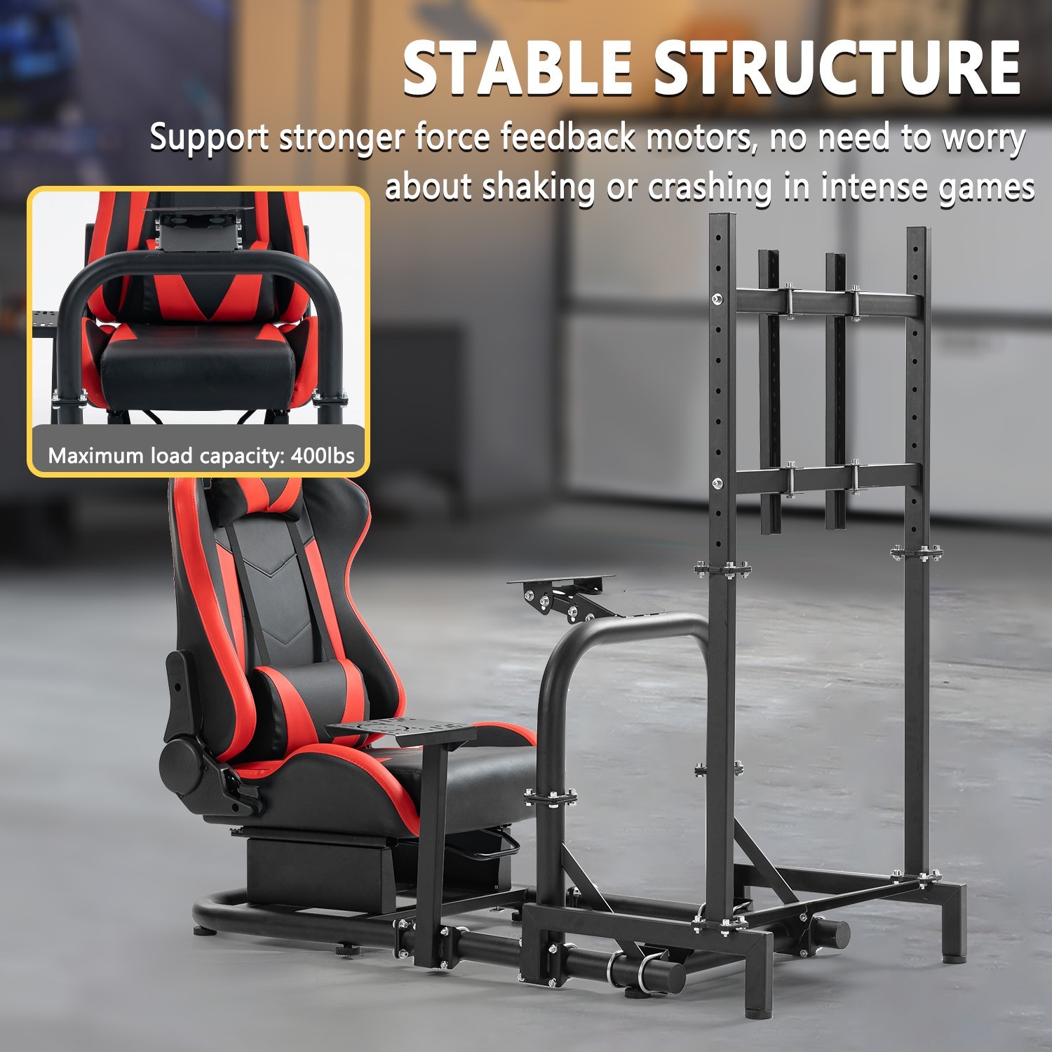 Marada Racing Simulator Cockpit With Monitor Stand & Seat Fit Logitech G923 G920