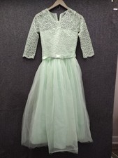 Flower Girls Green Princess Dress Bridesmaid Gown Pageant Formal 14 To 15 Yrs