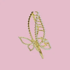 Butterfly Hair Clips Faux Pearl Hair Claw Hair Jaw Non Slip Gold Elegant Cute
