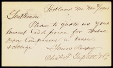 1901 Chas F Guptill & Co Portland Maine Hand Written Postal Card Maritime Compas