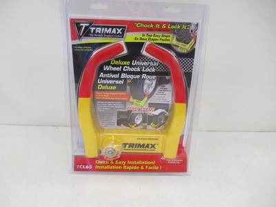 TRIMAX DELUXE UNIVERSAL TRAILER WHEEL CHOCK LOCK YELLOW TCL65 RV CAMPER