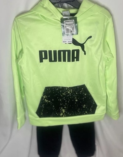 NWT Puma Splatter 2 Piece Youth Size Small Active Wear Hoodie/Pants Fizzy Apple - Picture 3 of 12