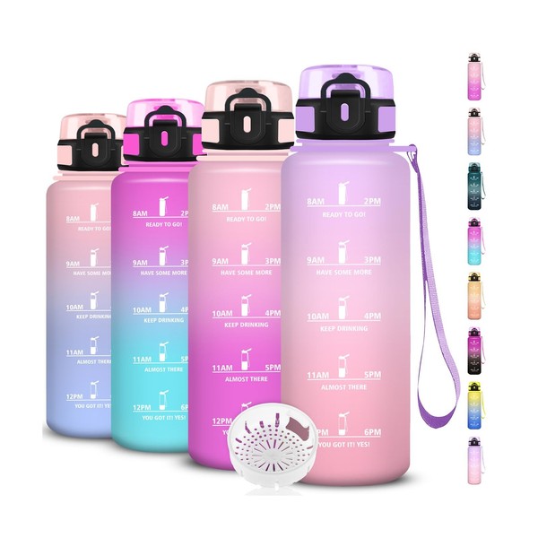 Trinkflasche 1,5L Auslaufsicher Bpa-Frei Mit Zeitmarkierung Sportflasche-image