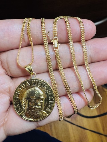 18K 750 Real Fine Pure Gold Snake Chain Saint Necklace 17.6/18” long 8.7g 2.5mm - Picture 15 of 24