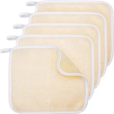 5 Pcs Exfoliating Face and Body Wash Cloths Towel Weave Bath Exfoliating Scrub M